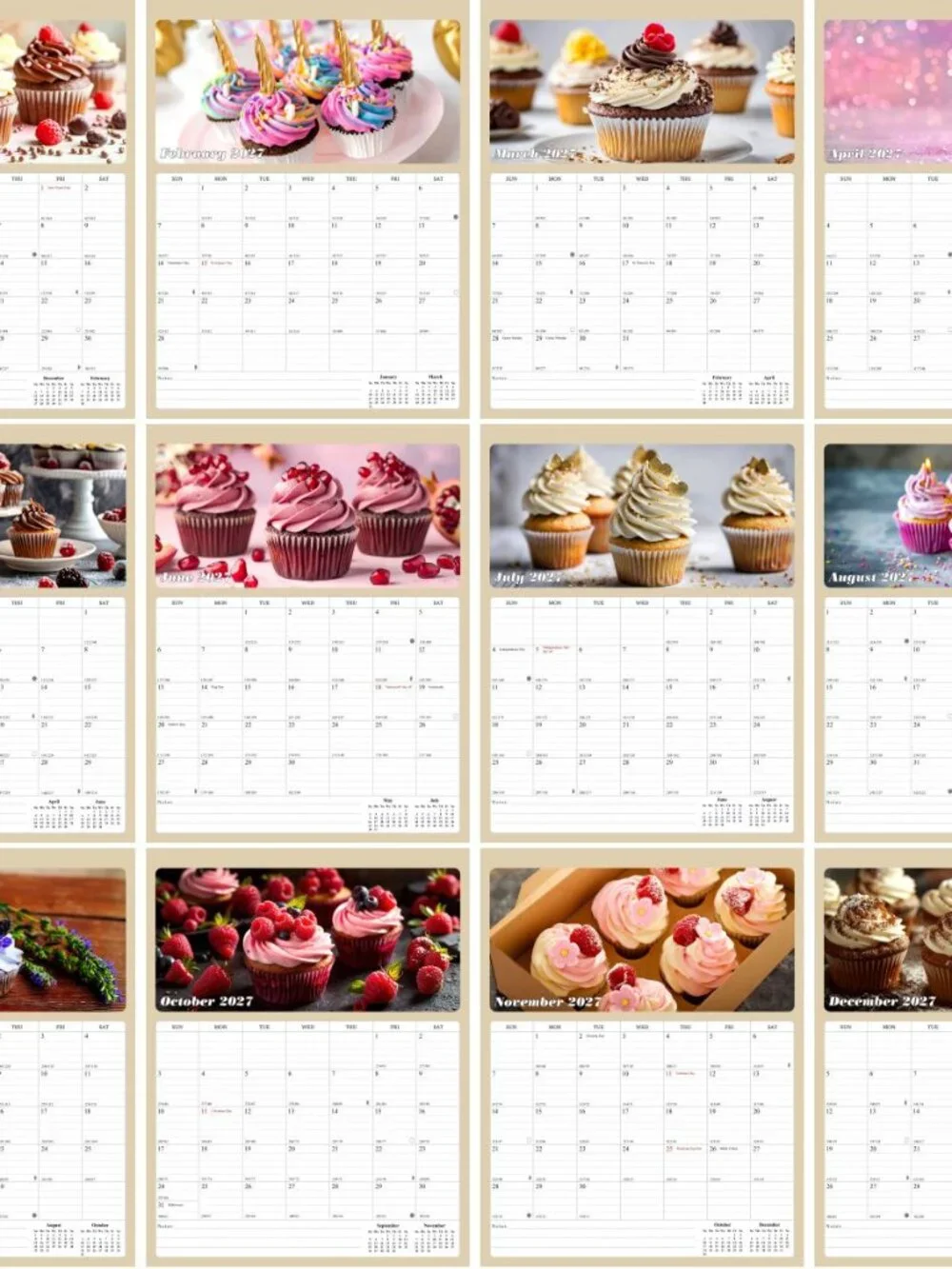 2027 Calendar Magnetic Peel & Stick 12 Months 8.5
